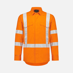 Look Design custom branded Hi Vis collared shirt in bright orange with reflective silver strips