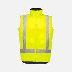 Look Design custom branded Hi Vis Shirts in bright yellow with vertical reflective silver strips