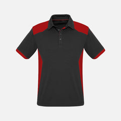 Look Design custom branded polos in red and black