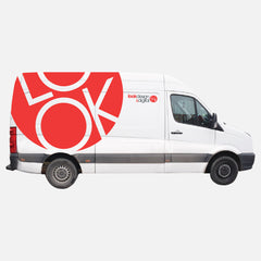 Look Design custom branded vehicle full wraps on a white van